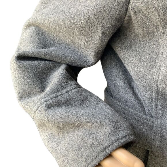 Ashley Stewart Gray Belted High Collar Button-Up Trench coat Size 1X - Picture 6 of 15